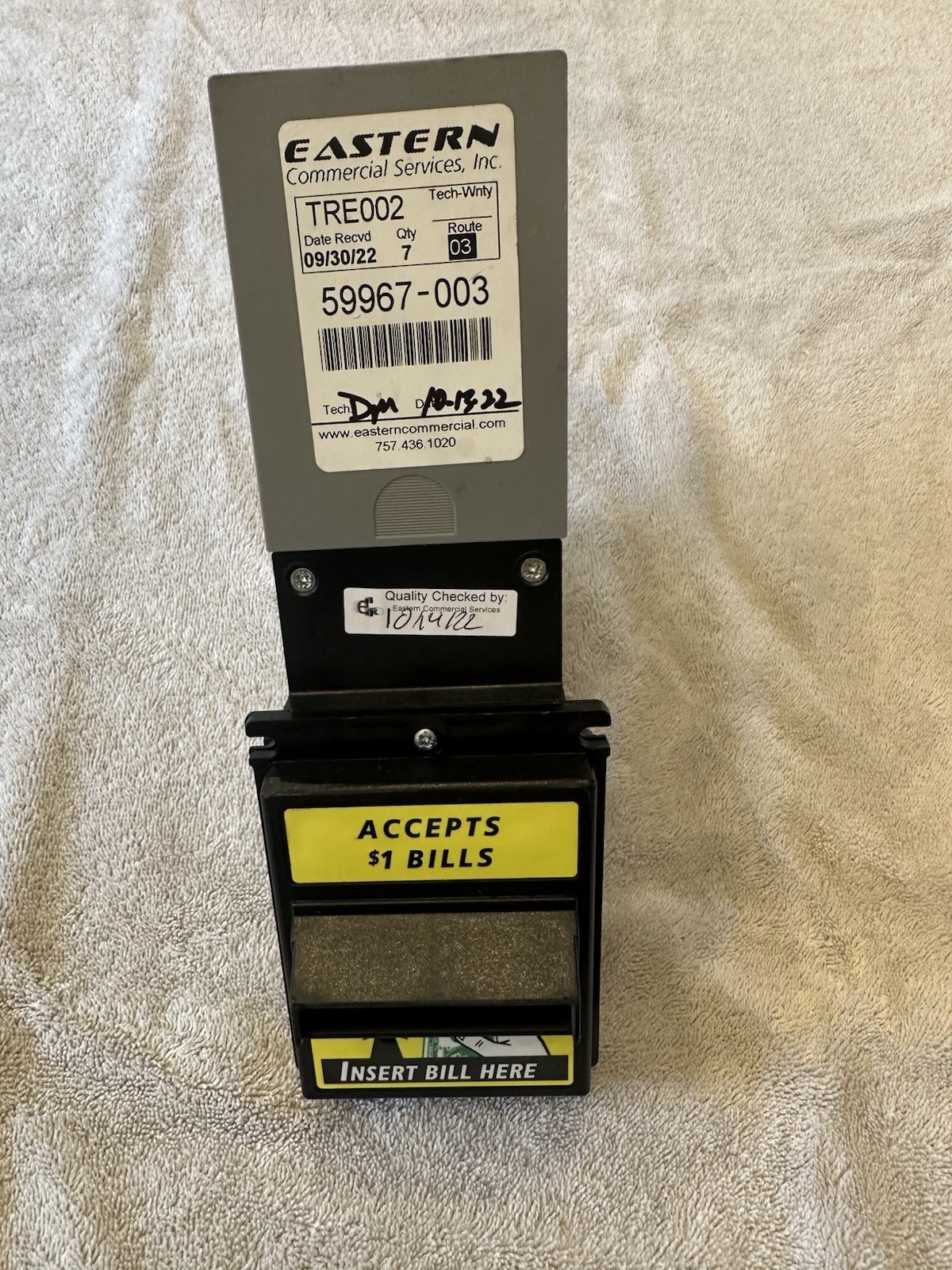 Mars MEI VN 2501 U5 115VAC Bill Acceptor. Accepts $1, $5. Refurbished.