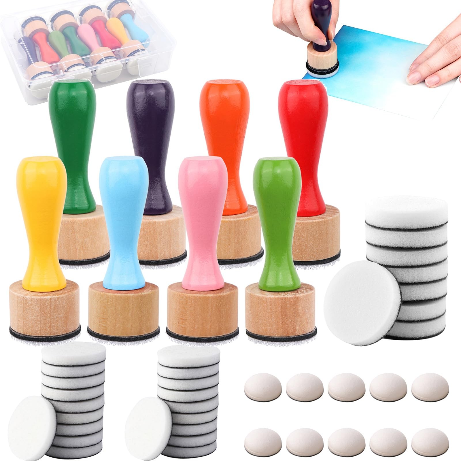 47 Pack Ink Blending Foam Pads Set with 8 Mini Applicator Tools Storage Box