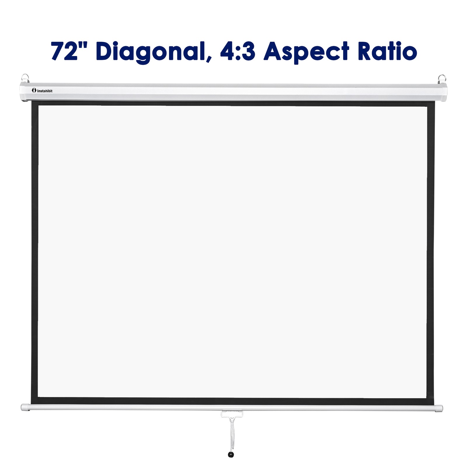 72" 4:3 Manual Pull Down Projector Screen Movie TV Video Projection Theater Home