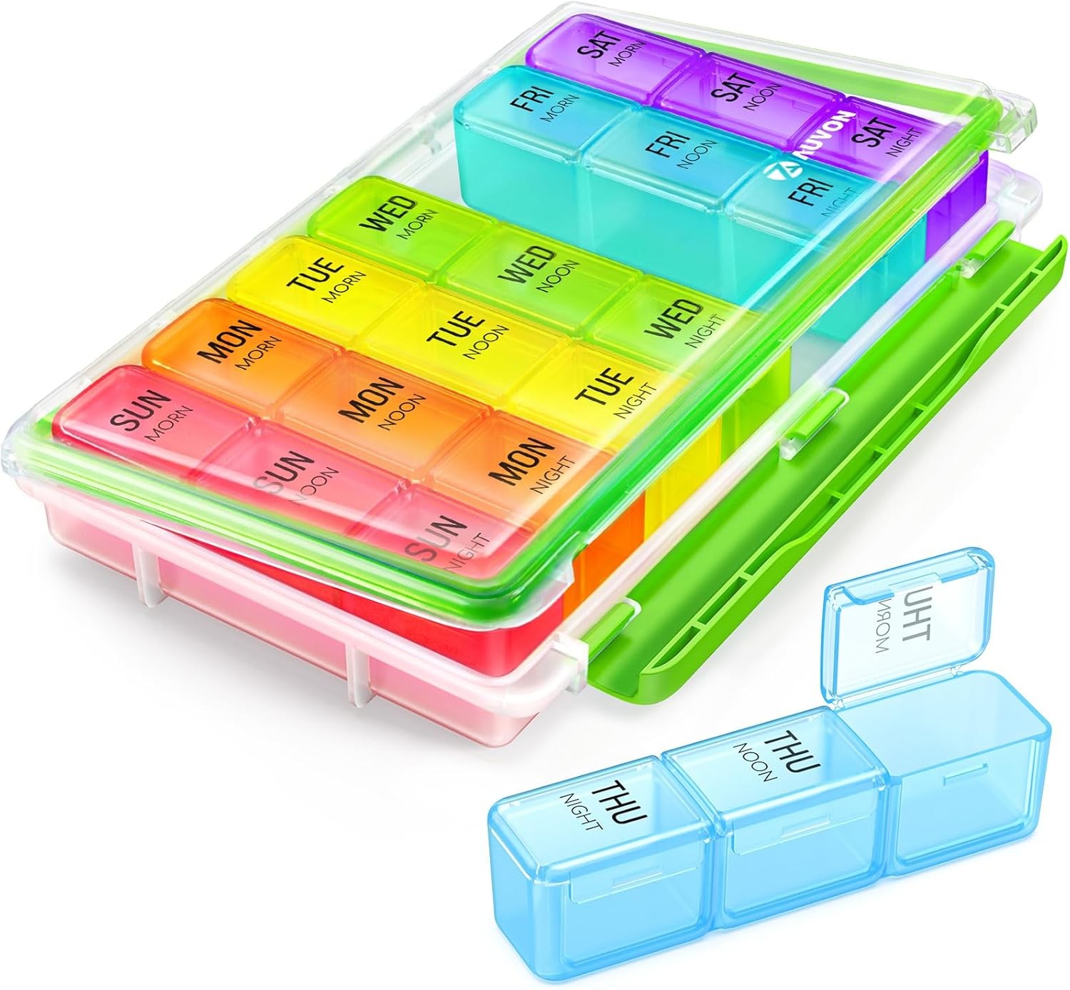 Weekly Pill Organizer 3 Times a Day with Moisture-Proof Design, Large Pill Box