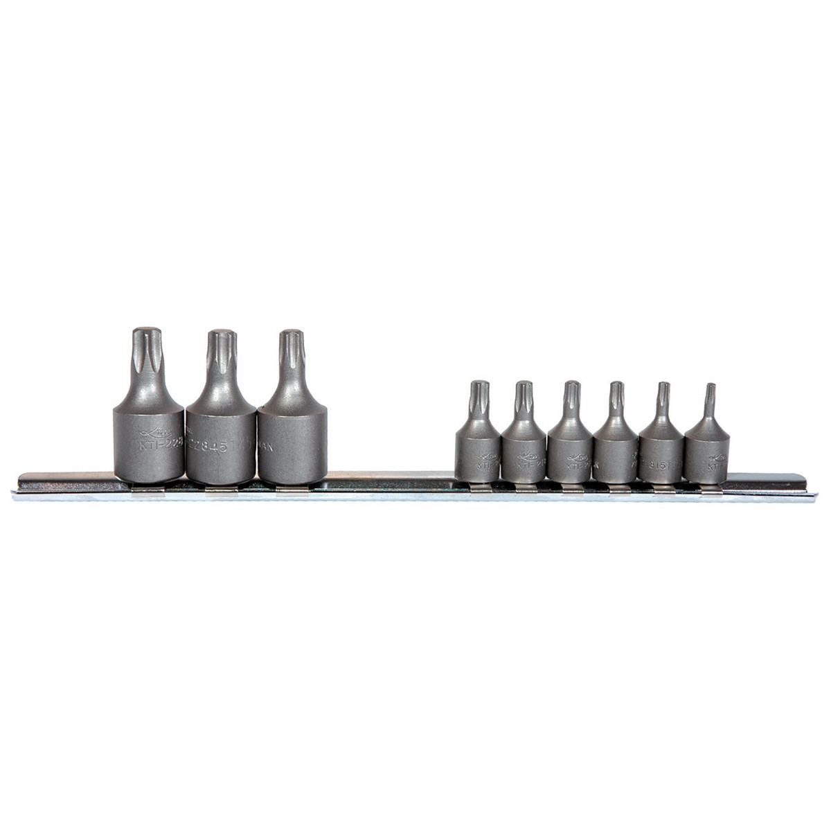 K-Tool 22800 9-pc Internal Torq Socket Set, Carded on Socket Rail