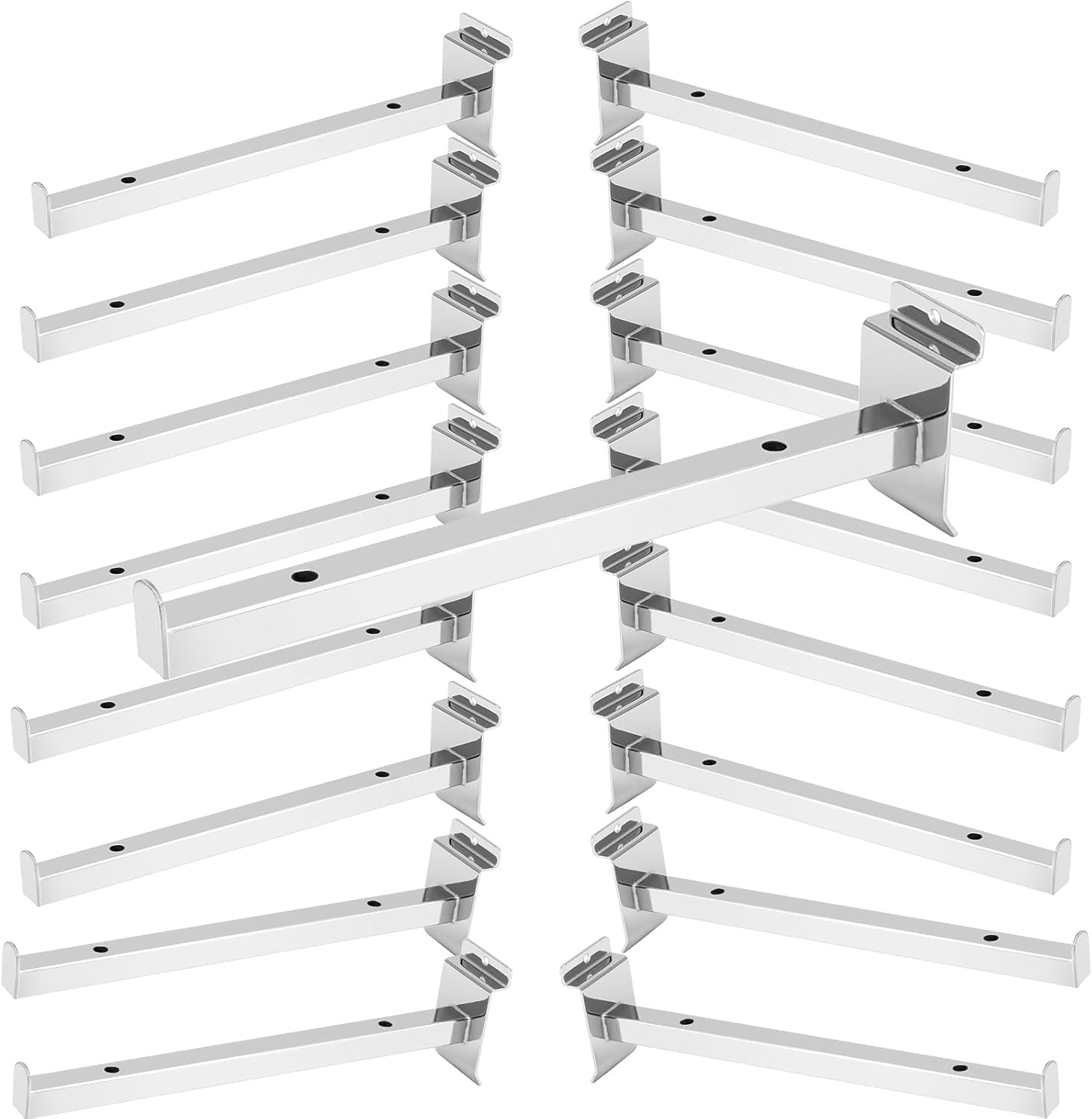 KEILEOHO 16 PCS 10 Inch Slatwall Deluxe Hooks, Heavy Duty Slatwall Shelf Bracket