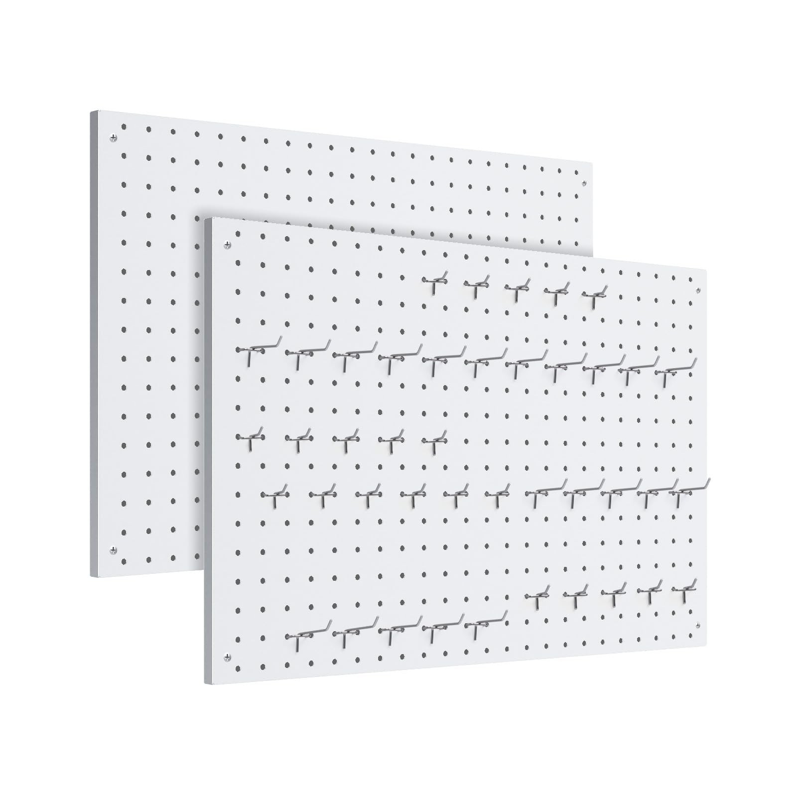 Peg Board, 2 Pack Metal Pegboard Panels White Pegboards Wall Organizer with F...