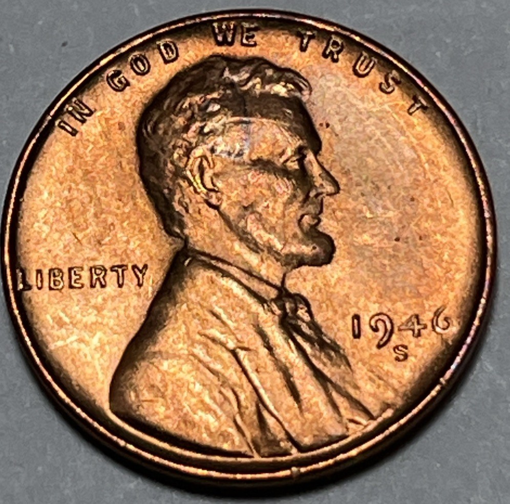 1946S Lincoln Wheat Penny Errors Large Die Clash Reverse Uncirculated #3