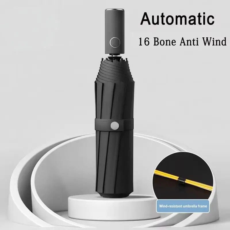 Automatic Folding Umbrella 16 Bone Windproof UV Protection Lightweight