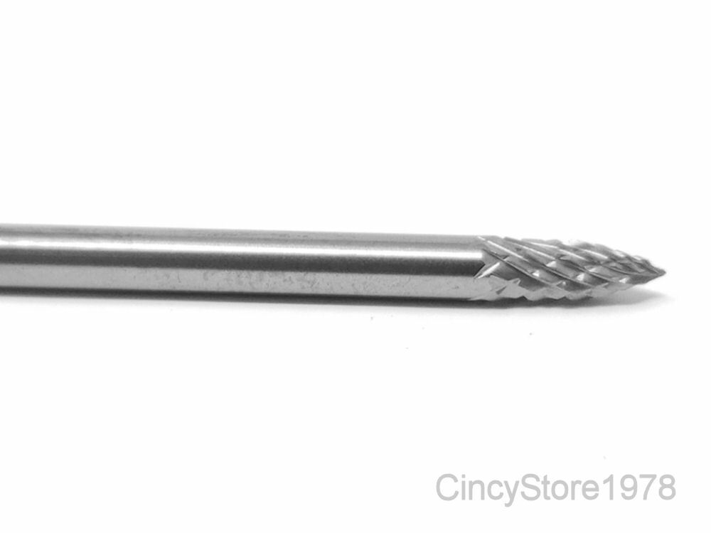 SG41D Tree Shape SOLID Carbide Burr Bur Cutting Tool Die Grinder Bit 1/8"