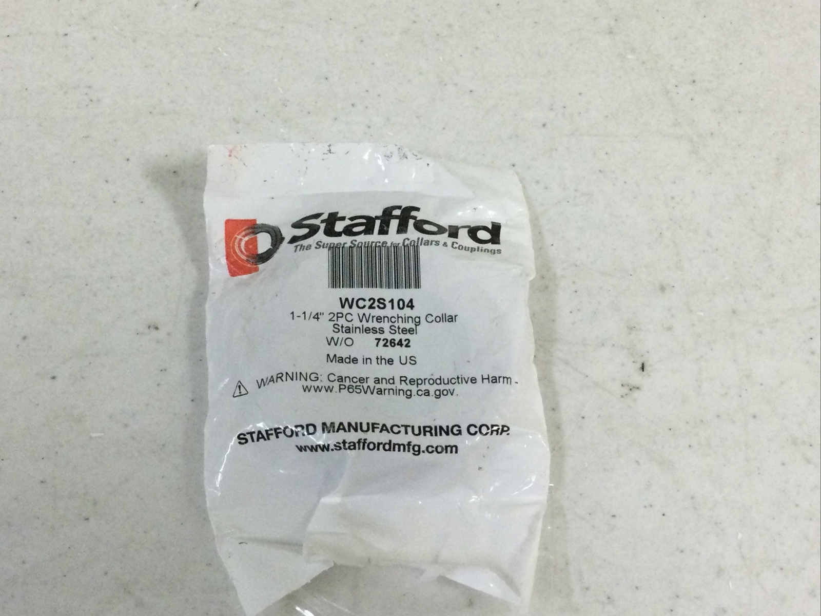 NEW STAFFORD WC2S104, 1-1/4" 2PC WRENCHING COLLAR STAINLESS STEEL, FREE SHIPPING