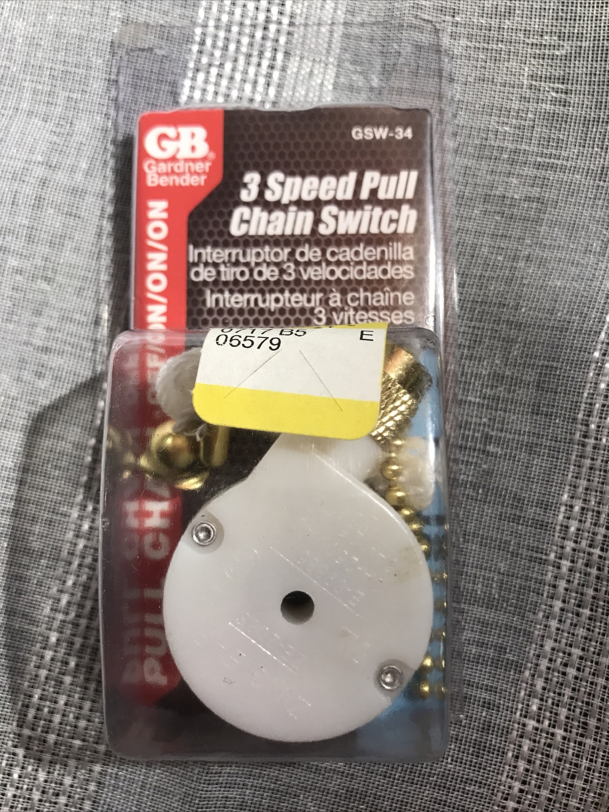 GB GARDNER BENDER 3 Speed Pull Chain Switch White SPTT, GSW-34 pull chain NEW