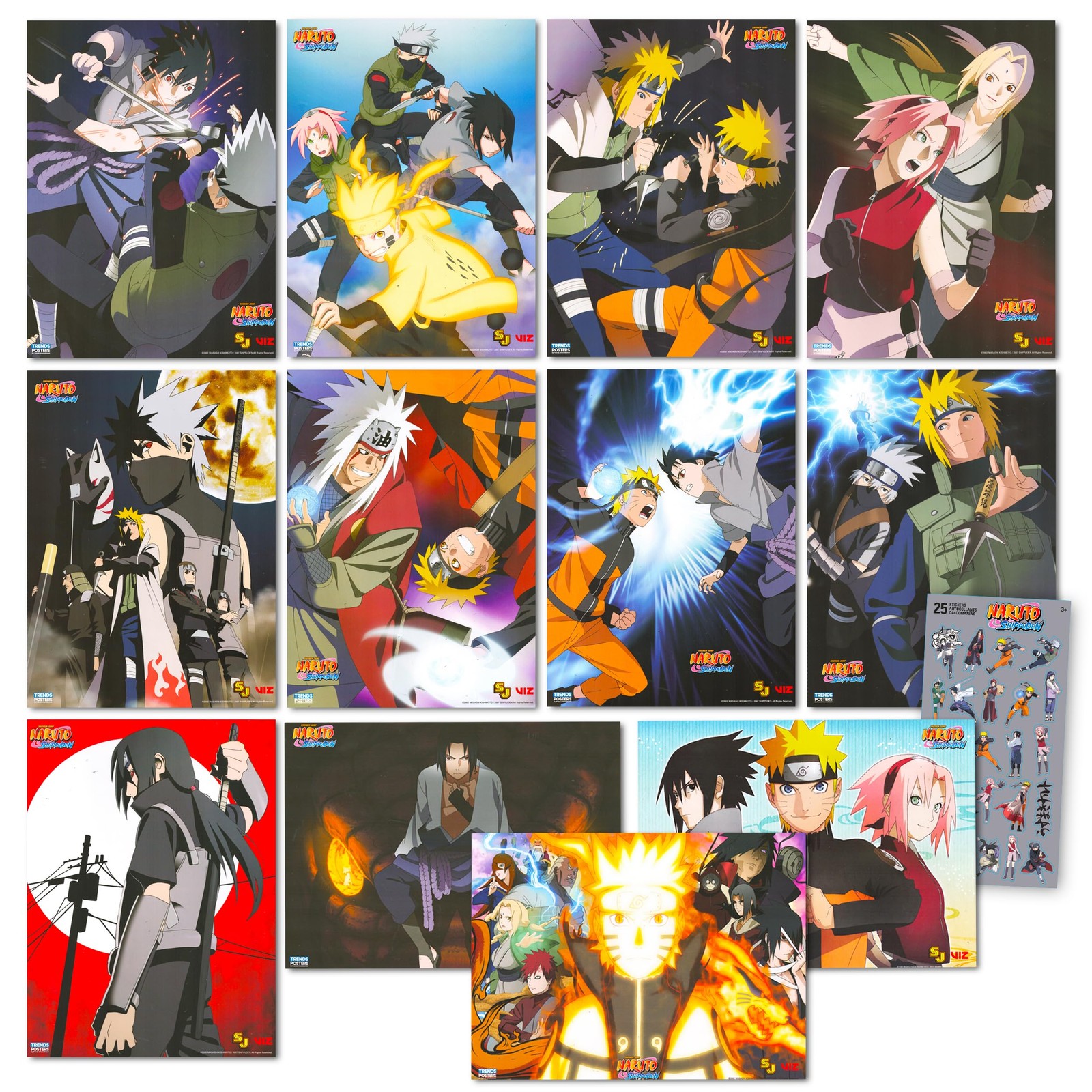 Naruto Posters For Bedroom Room Decor Bundle | 12 8.5" x 11", Multicolor