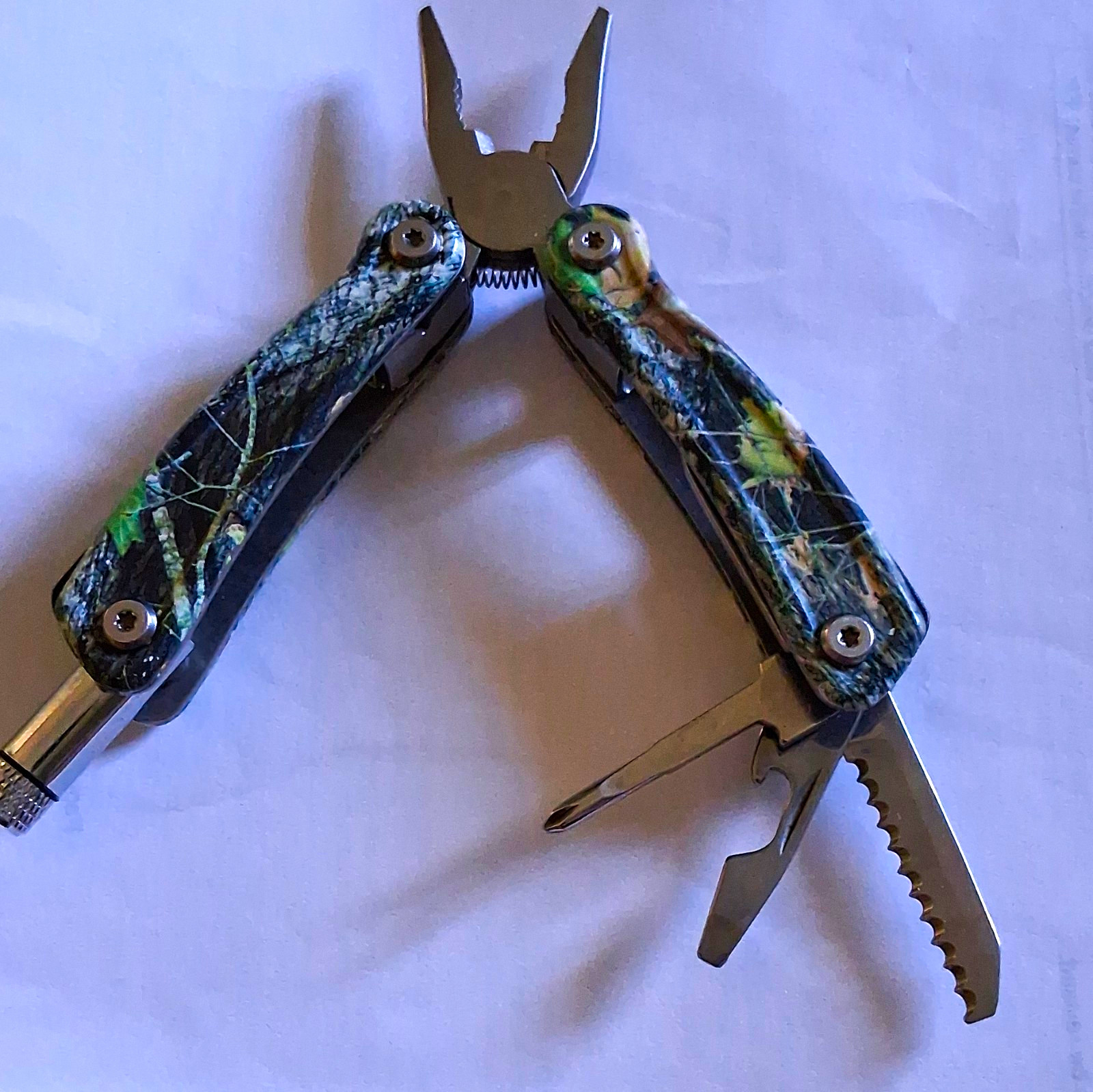 Camouflage Folding Stainless Steel Multi-Tool Pliers w/ Knife Blade & Saw
