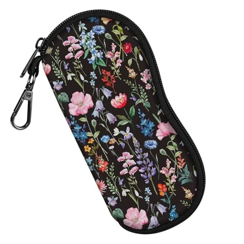 Glasses Case with Carabiner, Ultra Light Portable Neoprene Zipper Sunglasses