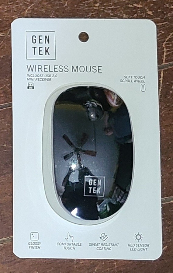 GEN TEK Wireless BLACK Mouse w/USB 2.0 Mini Receiver #72031