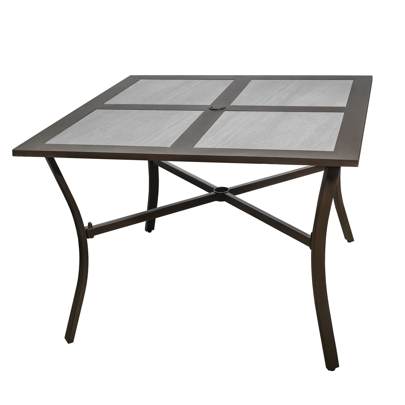 Garden Elements Outdoor Patio Square Dining Drop Tile Aluminum Table, Brown, 40"