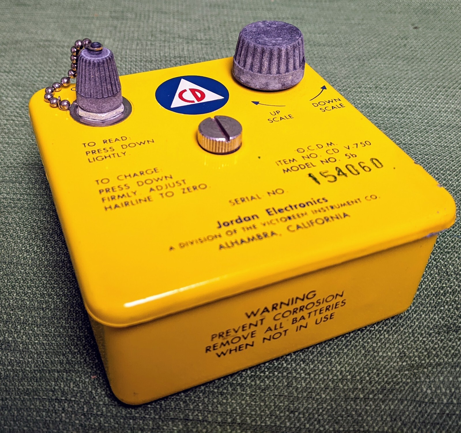 Jordan Electric Radiological Dosimeter Charger Model 5b