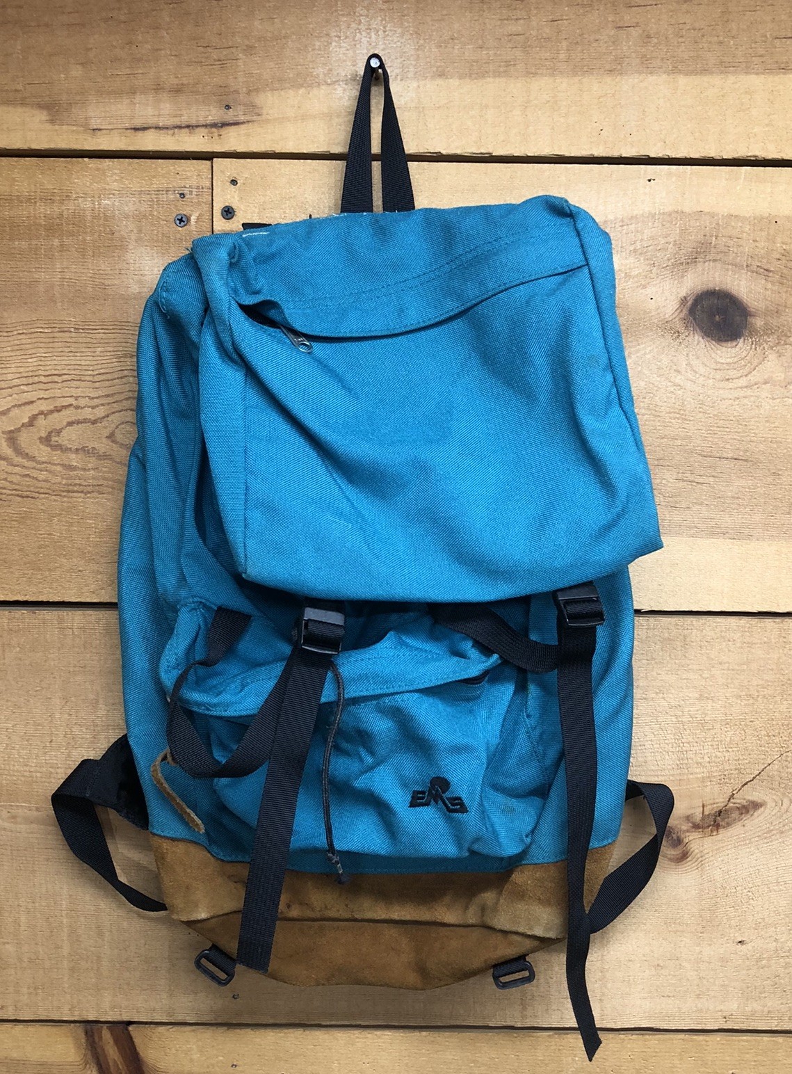 Vintage EMS Eastern Mountain Sports Leather Bottom Hiking Backpack 1990s