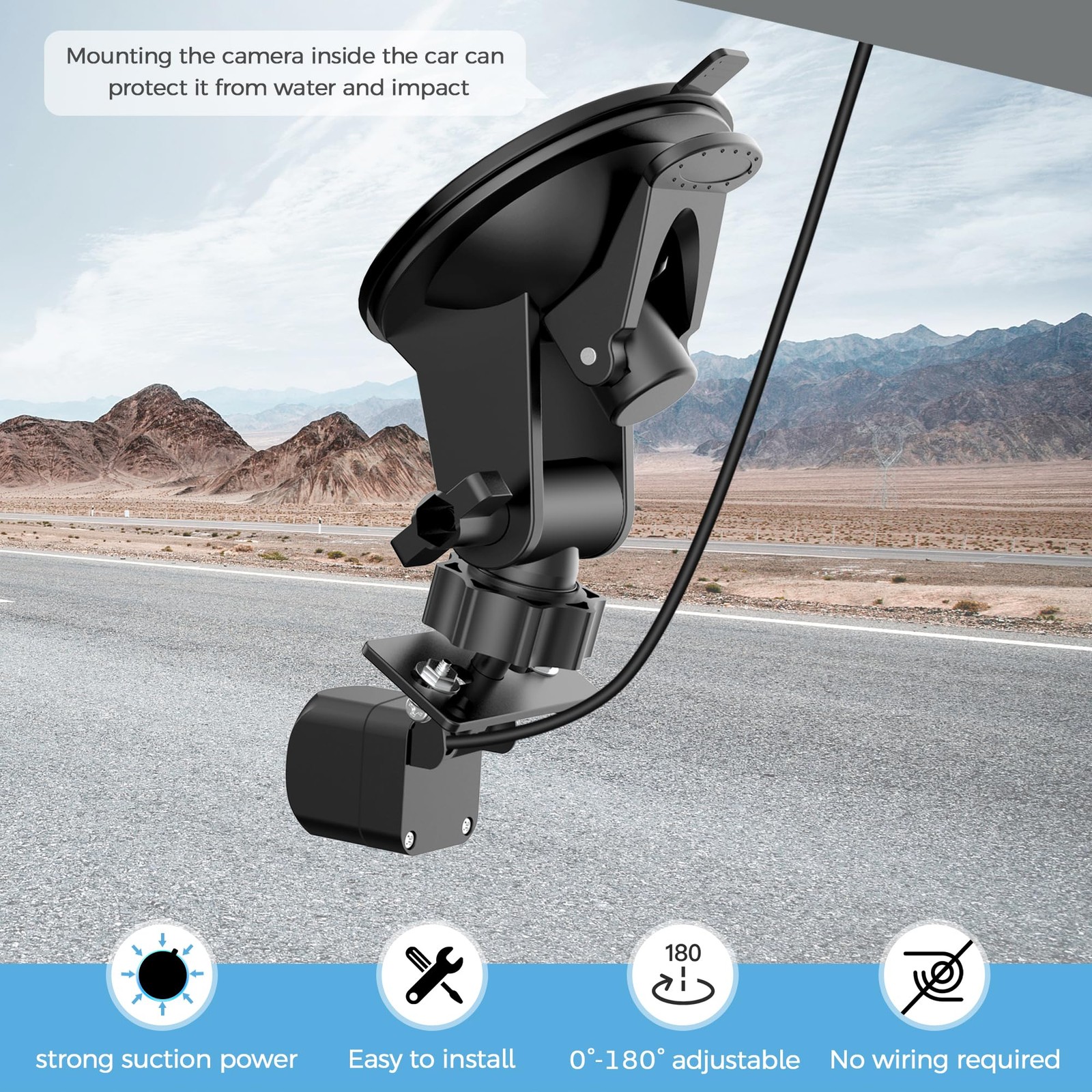Rear Camera Mount (2 Pcs), Dash Cam for Backup Black