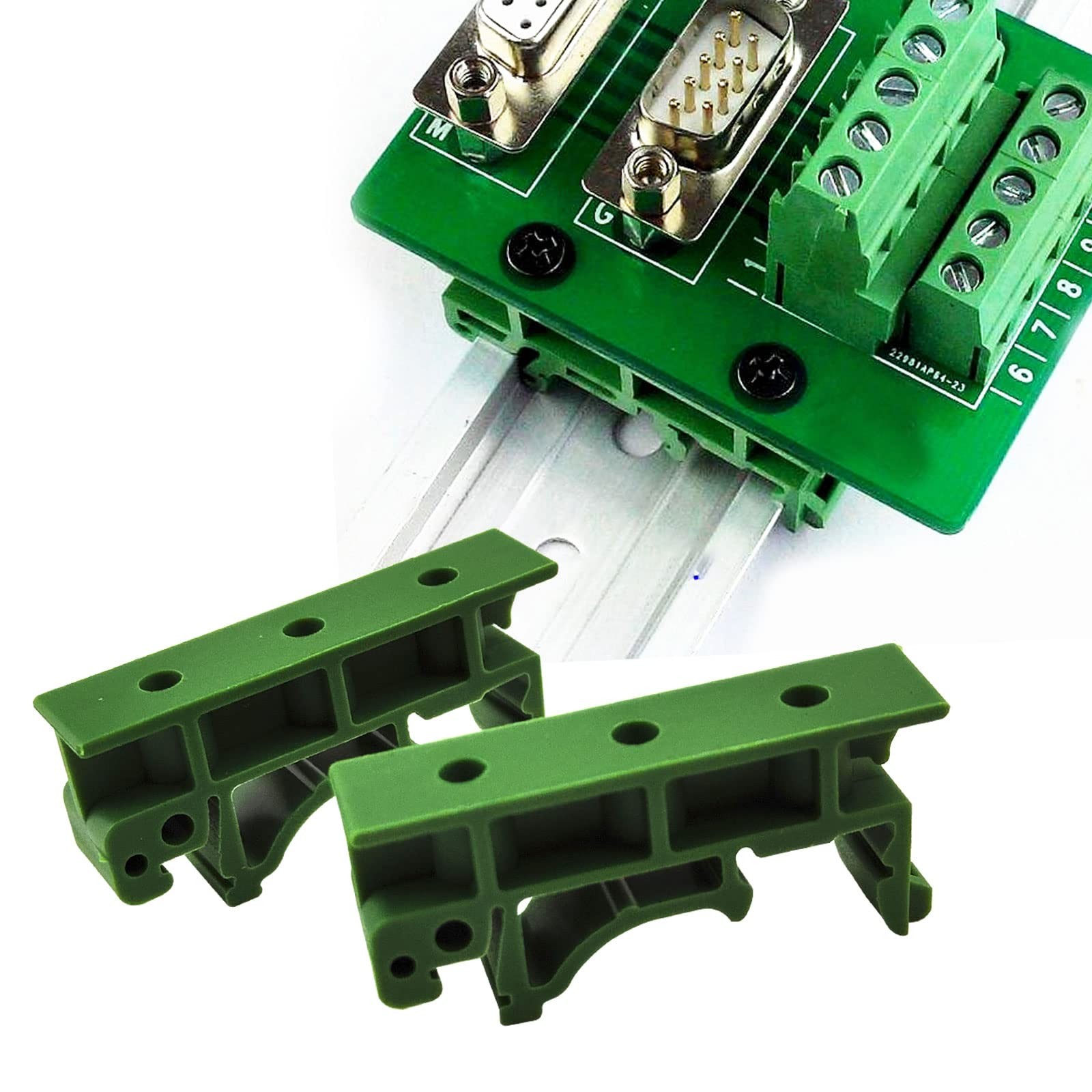 10 Sets 35mm PCB DIN C45 Rail Adapter Circuit Board Mounting Bracket Green
