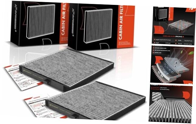 2-PC Cabin Air Filter with Activated Carbon Compatible with Chevy Aveo 2004