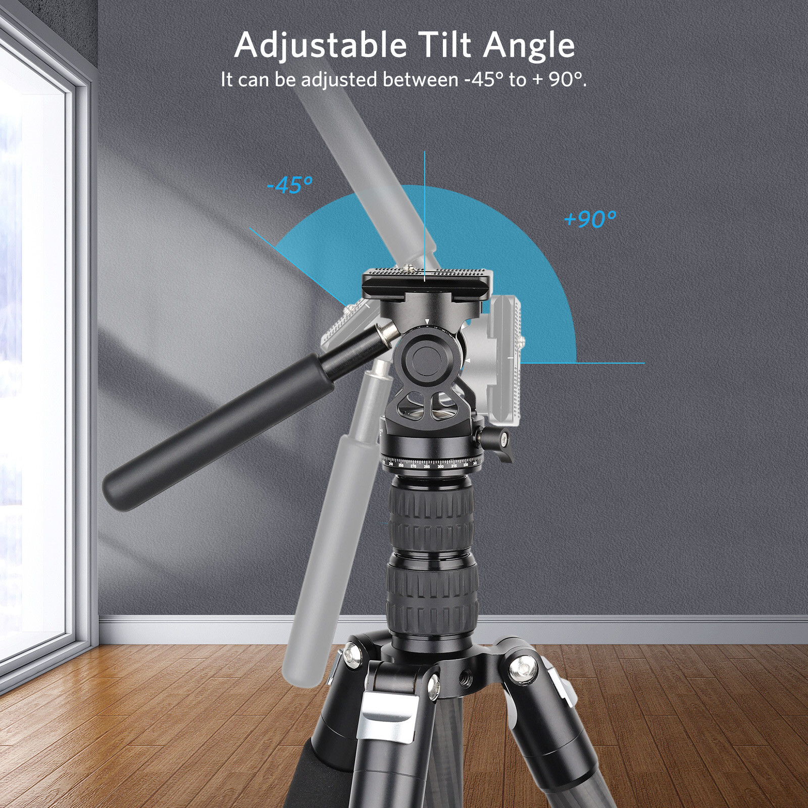 Fluid Video Head Compact Tripod Head Pan Tilt Head W/ Acra Quick Release Plate