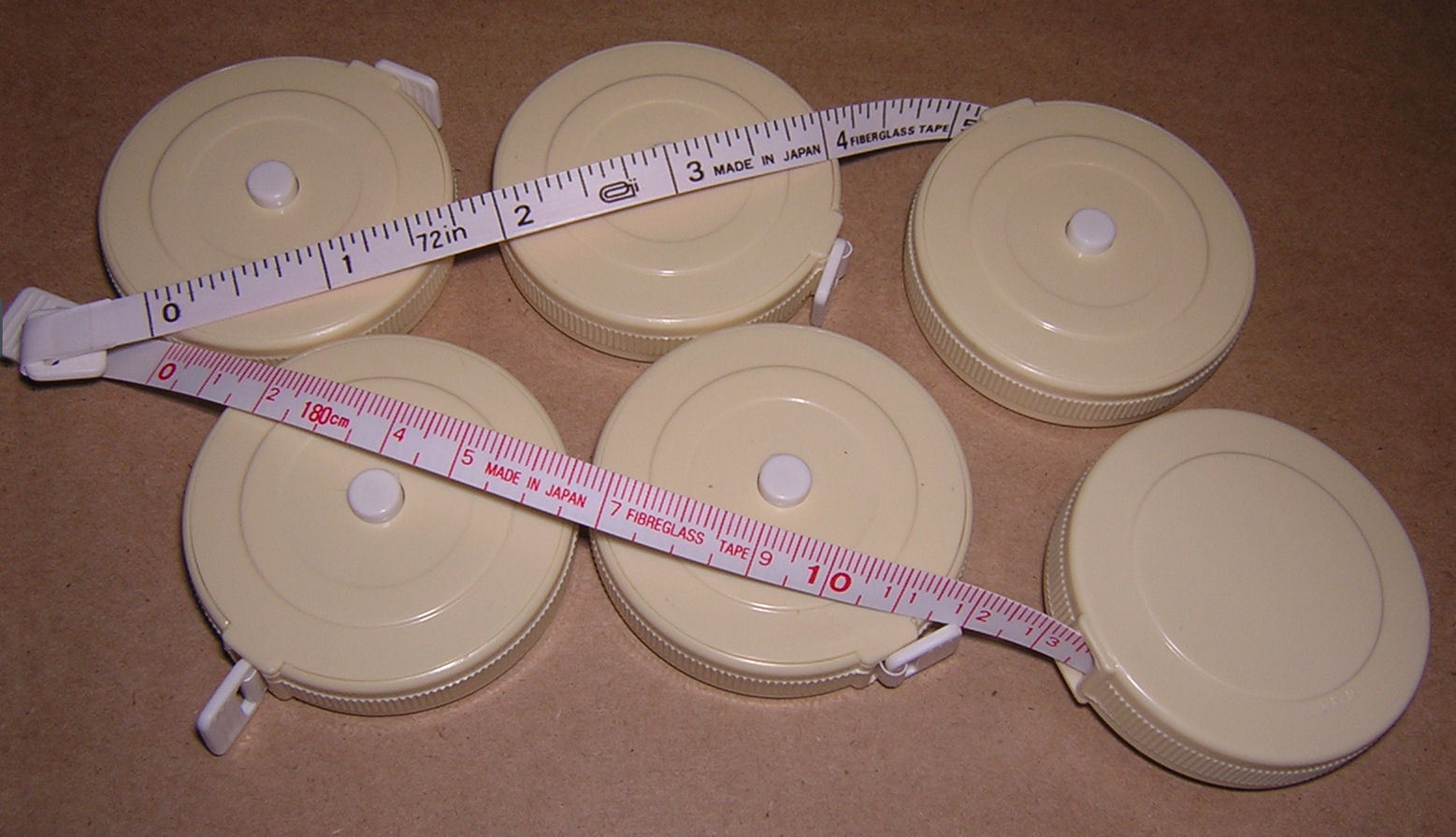 SIX (6) Omron Flexible Tape Measures;  Nurse, Craft, Sewing, Tailor  inches & cm