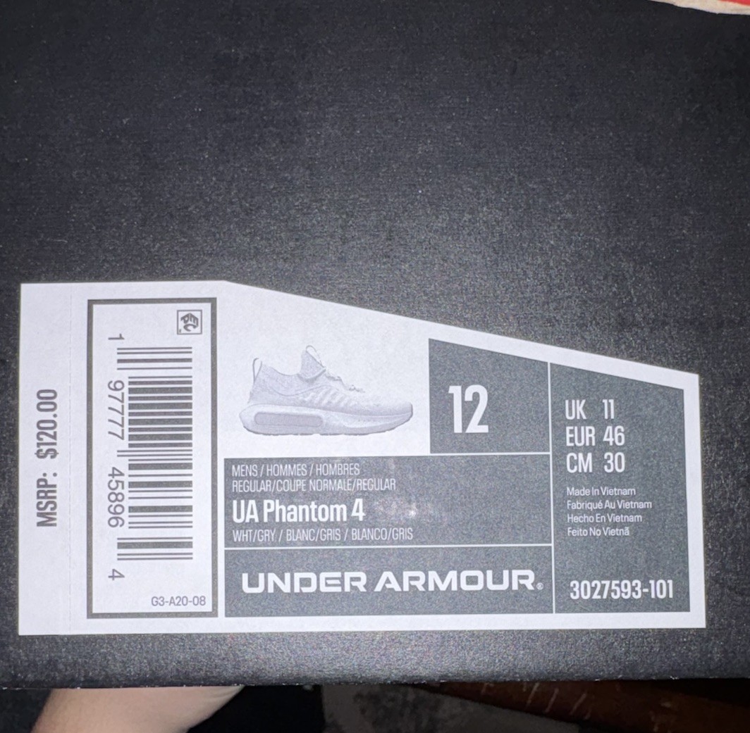 Under Armour Phantom 4 White Size 12 Brand New