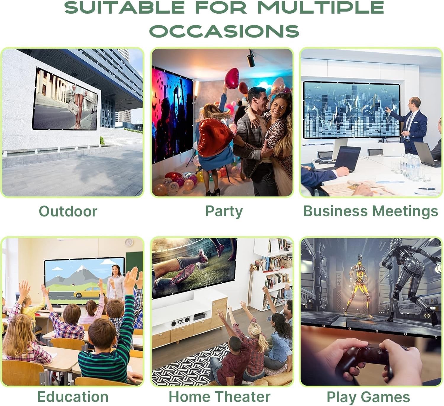 AAJK Projector Screen 100" diagonal Projector Screen 16:9 Foldable $19.99 (B A4)