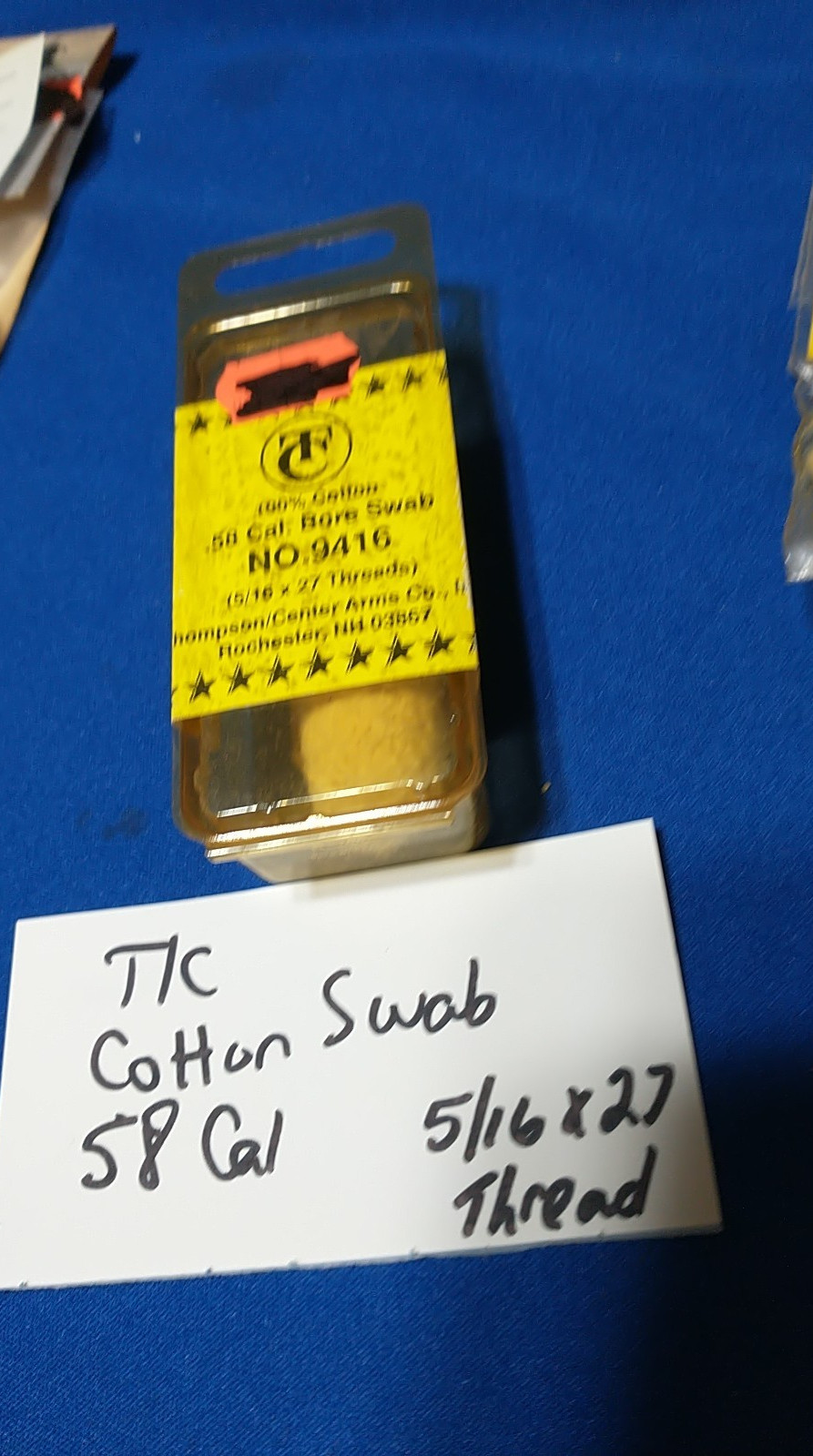 THOMPSON CENTER T/C COTTON BORE SWAB .58 CAL #9416 BLACK POWDER 5/16X27 THREAD