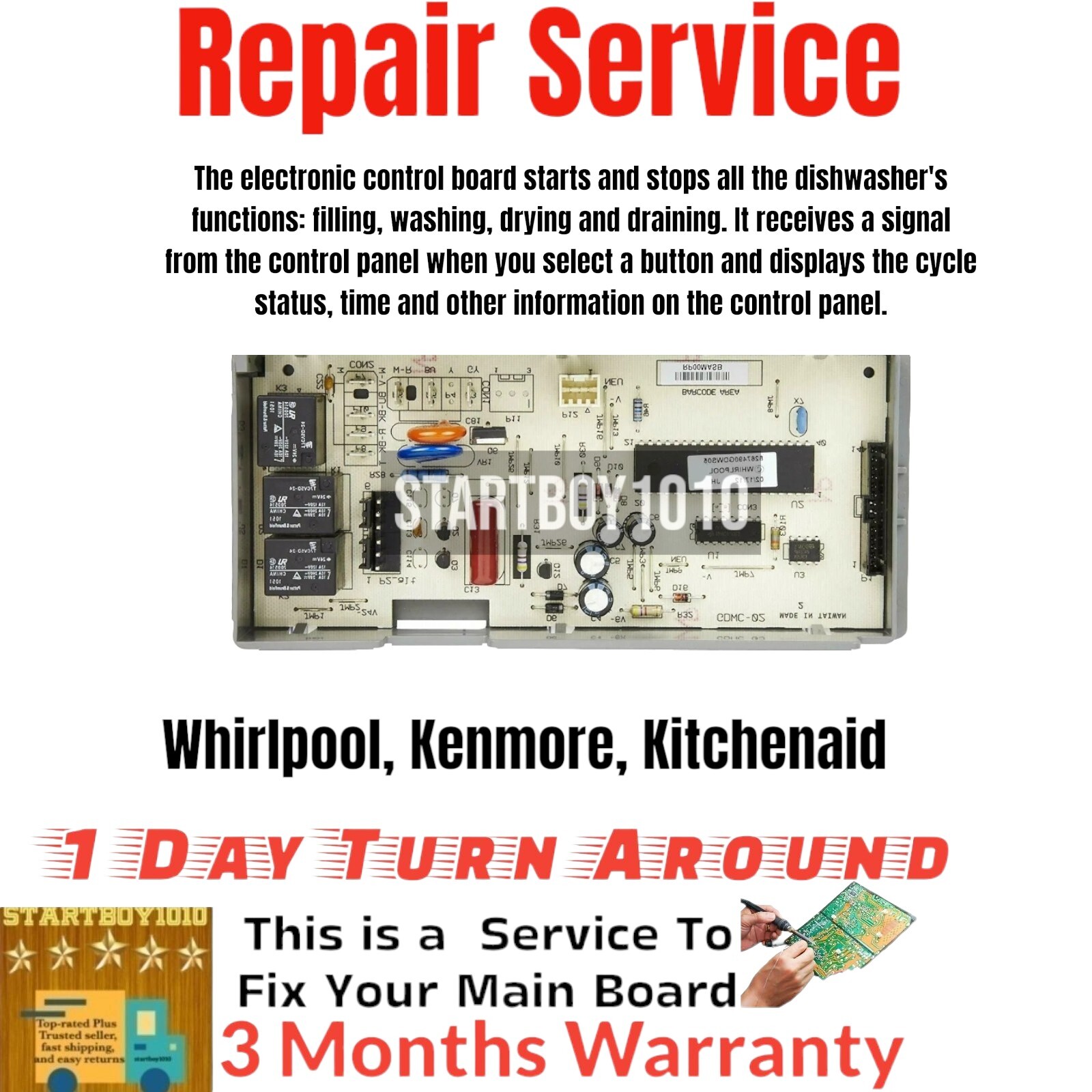 REPAIR SERVICE Dishwasher Control Board 8564543 8564544