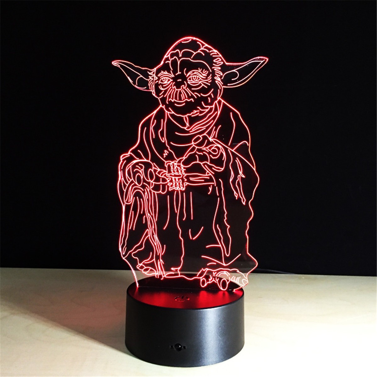 Master Yoda 3D Illusion Night Light 7 Colors Change Touch Lamp for Bedroom