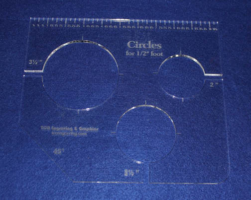3 Hole Circle Quilt Template w/Ruler 1/4" Thick -  Long Arm- For 1/2" Foot