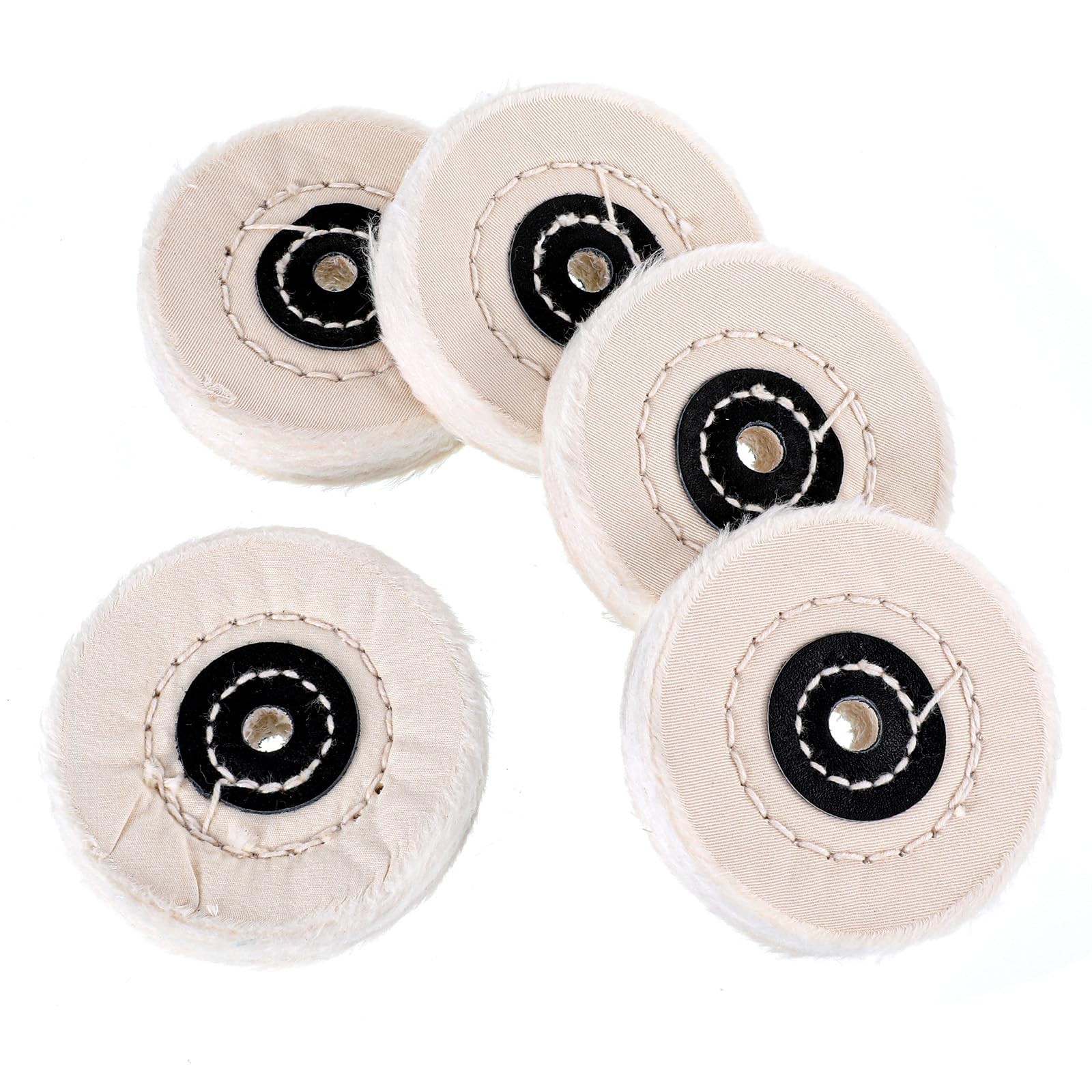 5 Pcs Buffing Wheel for Drill 3 Inch Pads Cotton Polishing White