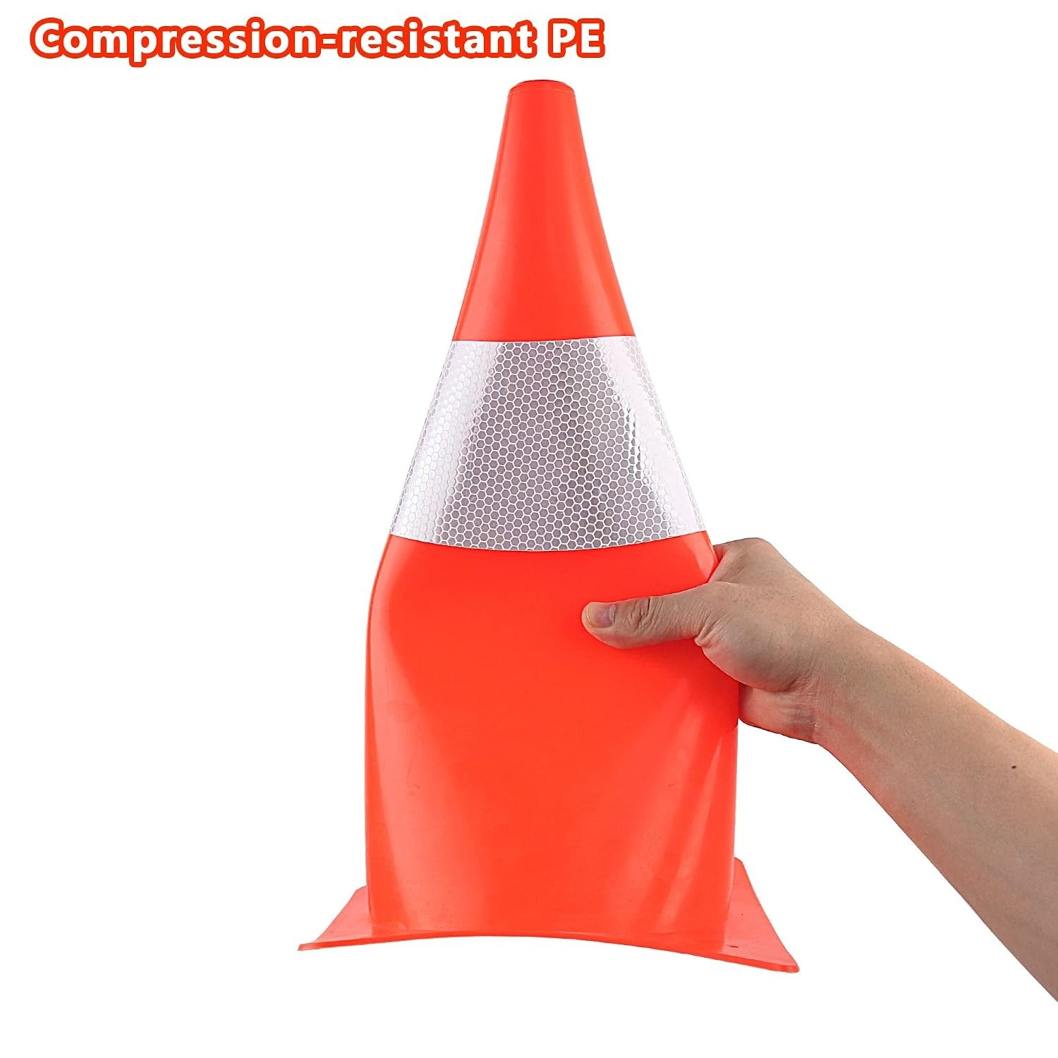 Stackable 12-inch Traffic Cones with Reflective Collars - Multi-Use Pack of 4