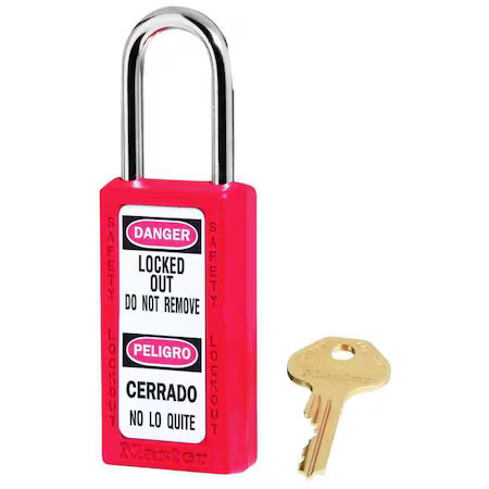 Master Lock 411Kaw400red-3Xx1331 Lockout Padlock, Keyed Alike, Thermoplastic,