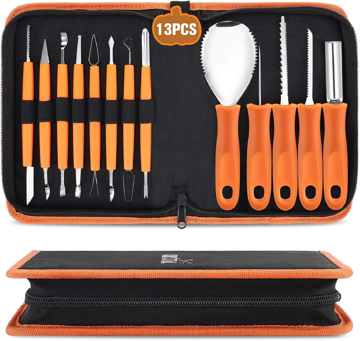 Pumpkin Carving Kit Tools Halloween, 13PCS Professional Heavy Duty Carving Set,