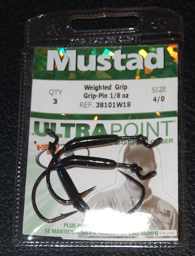 Pack of 3 Mustad Ultra Point 38101W18-40 Weighted KVD Grip Pin 1/8 oz 4/0 Hook