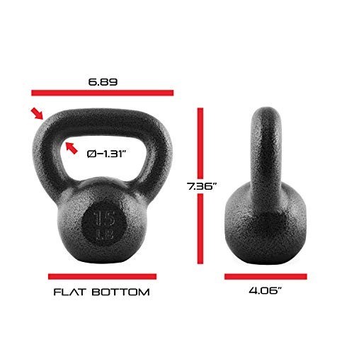 Cast Iron Kettlebell - Coated, Multiple Weights, Singles & Sets for Strength Tra