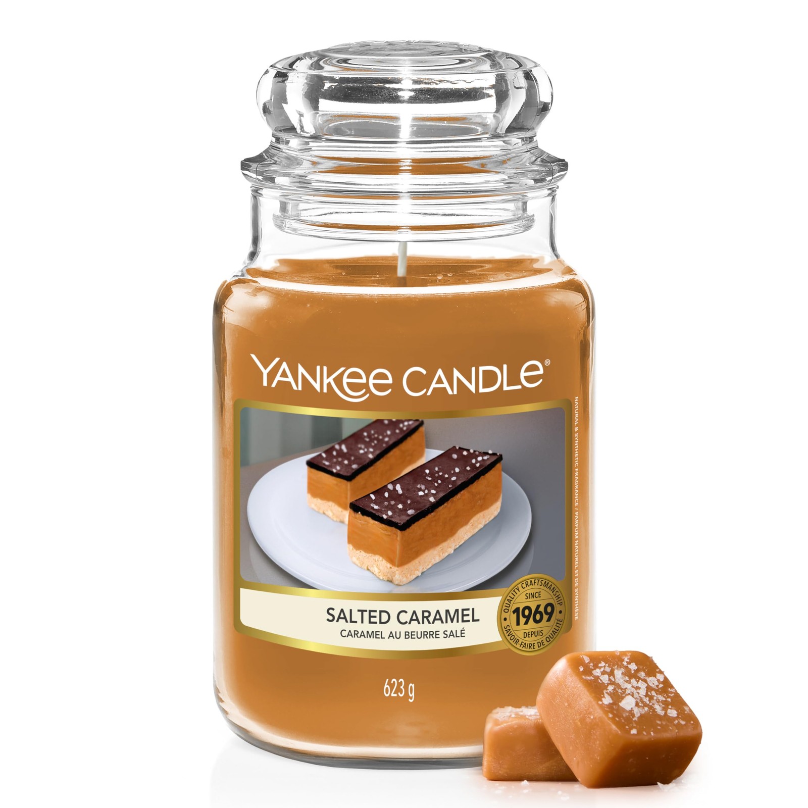 Yankee Candle Salted Caramel Original Large Jar 22 oz, Cream
