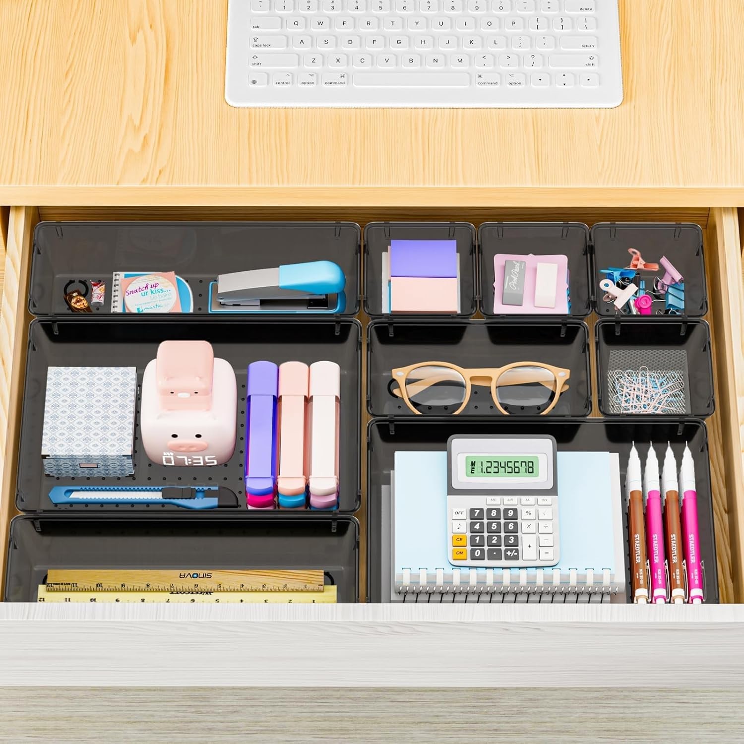 25 PCS Plastic Drawer Organizer Set, 4-Size Versatile Organizer Trays & storage