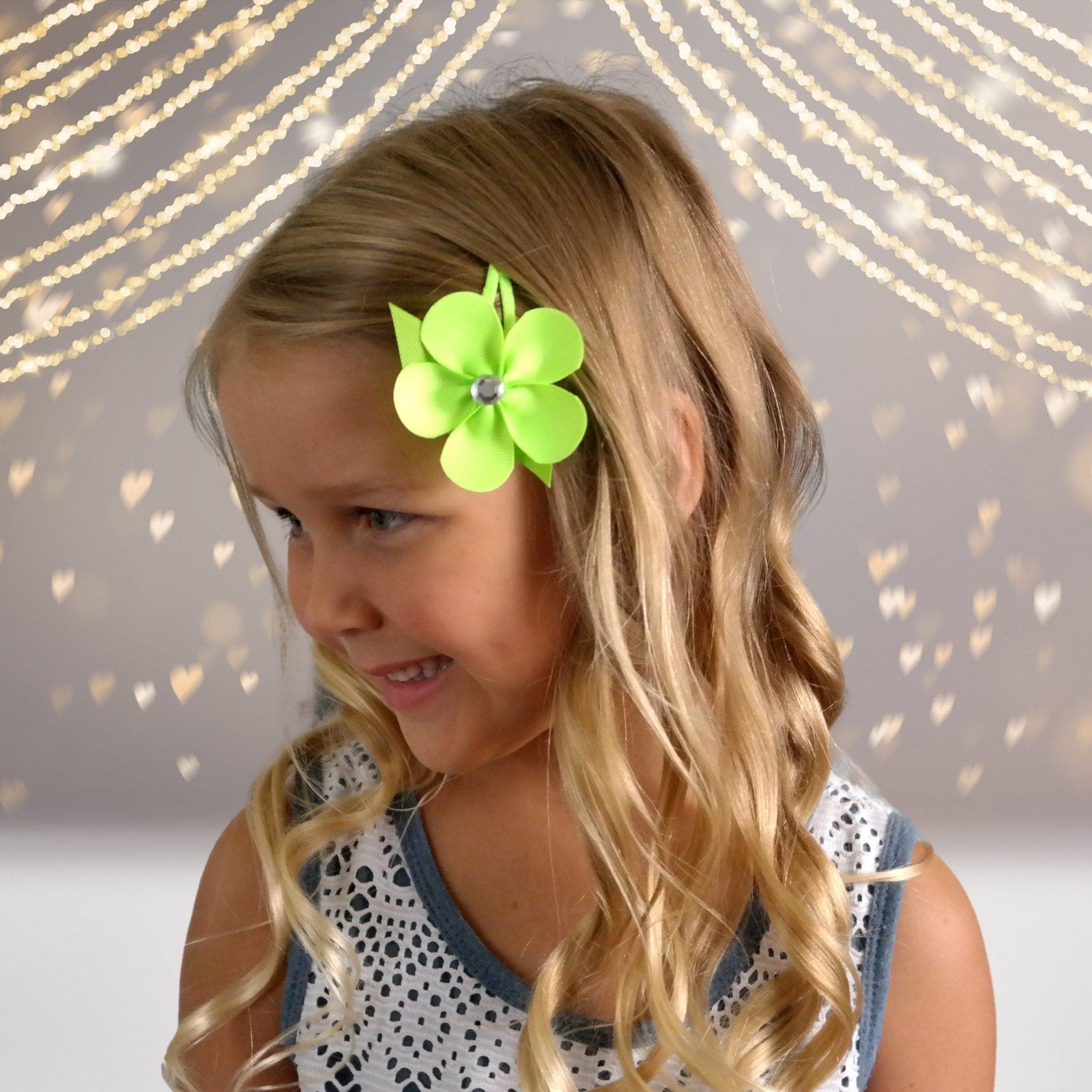 Girls Ribbon Hair Flower on Snappy Clip