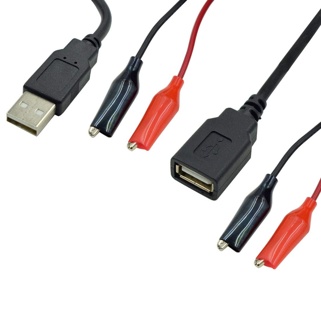 2 PCS 13.2-inch Alligator Clips to USB Female Male Connector Cable 18AWG