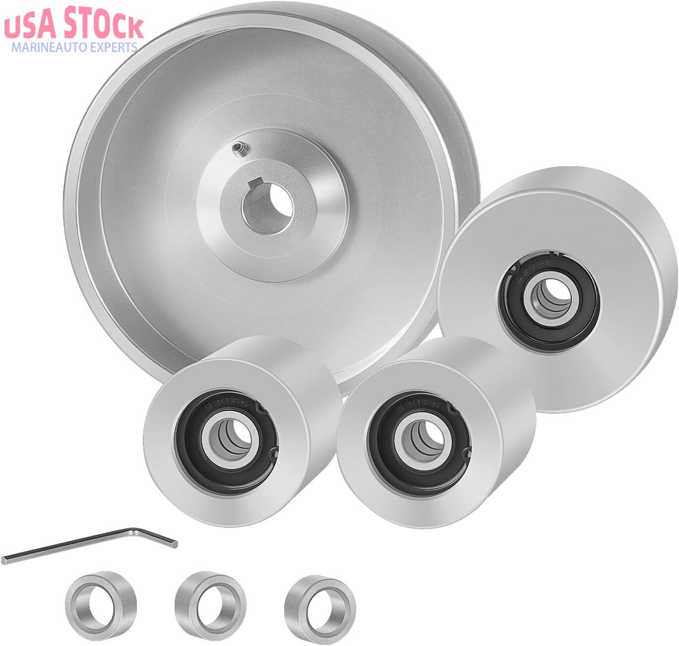 Complete 2"x72"Belt Grinder Wheel Set for Knife Grinder, 5" Drive&2" Idler Wheel