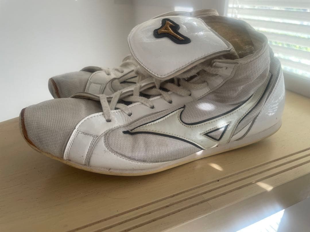 Mizuno Boxing Shoes White High Top US7.5 25.5cm Used Rare