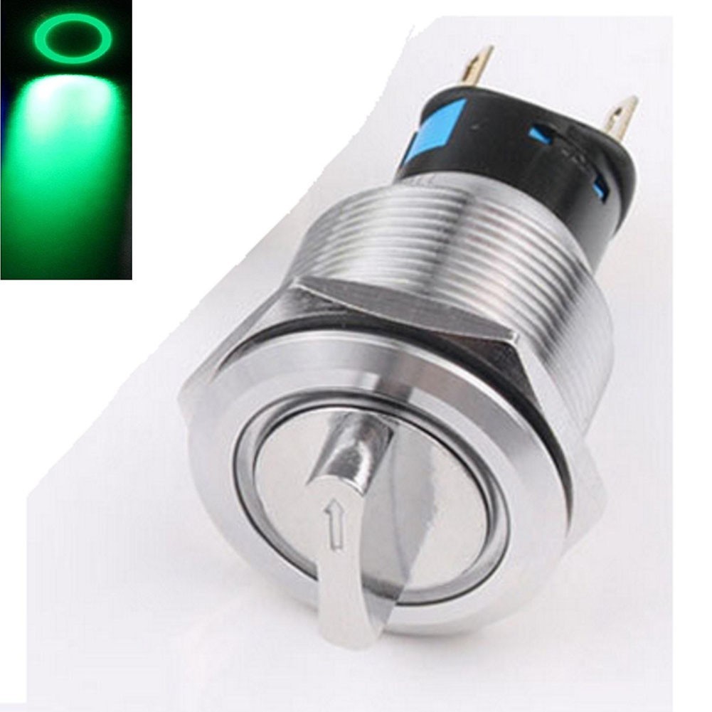 19mm Selector Rotary Switch Latching 3 Positions 2NO 2NC 36V with LED Indicator