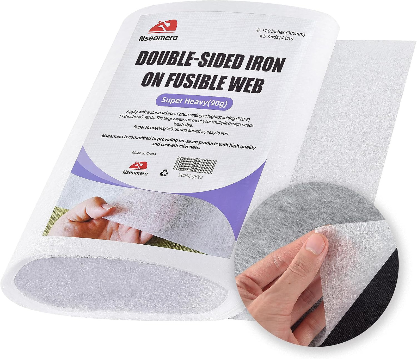 Double Sided Fusible Interfacing Web for Sewing, Heavy 90g Adhesive, 11.8 Inches