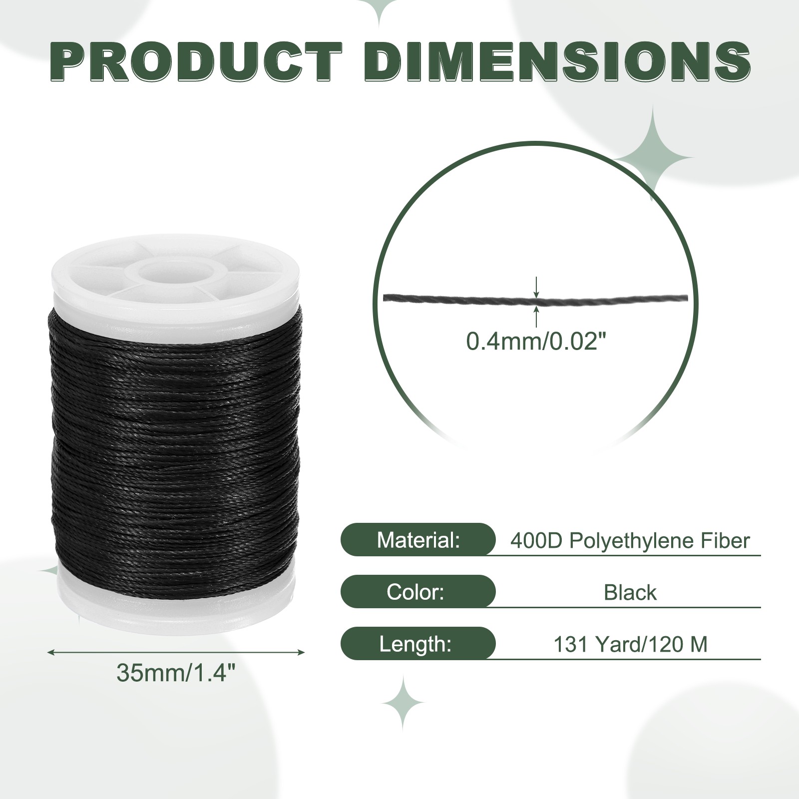Archery Bow String Serving Thread Bowstring Thread 400D & Black