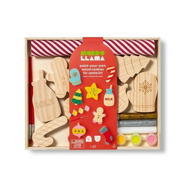 Mondo Llama Paint Kit. 8 Wood Cookies Santa Crafts Kid’s Christmas XMAS