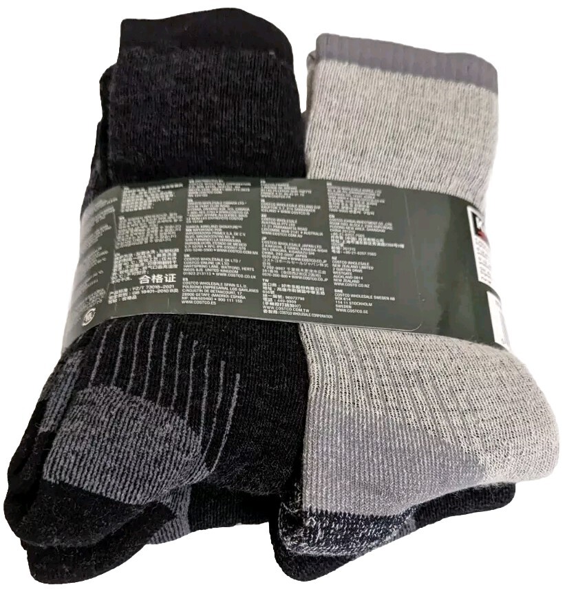 Kirkland Signature Men's Size 7-13 Merino Wool Blend Full Cushion Socks 4 Pairs