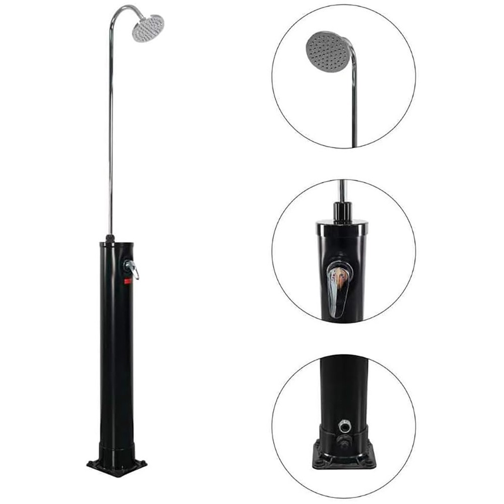 7FT Solar-Heated Outdoor Shower Pool shower W/ Shower Head and Foot Shower Tap