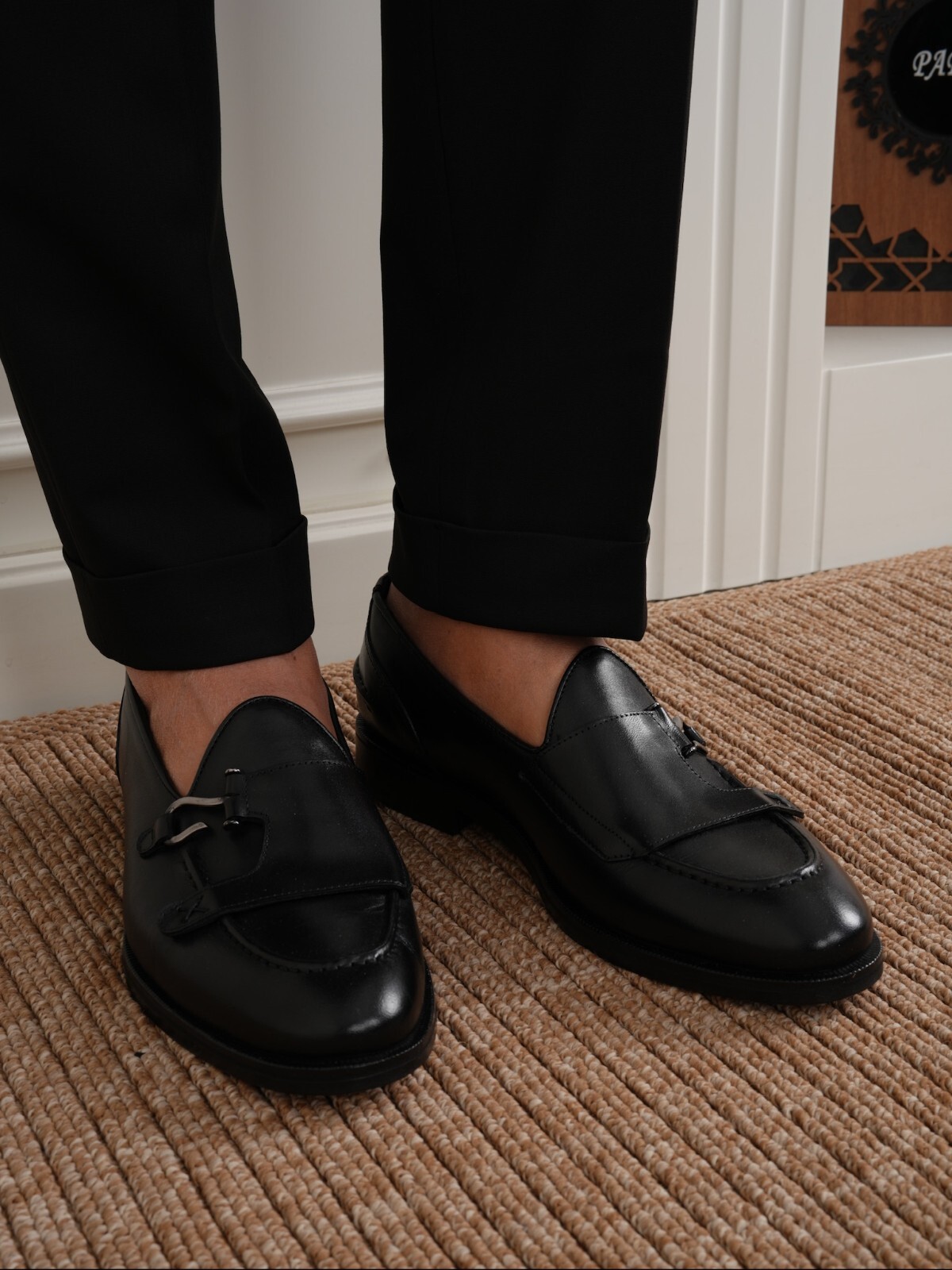 Men's Premium Italian Style Leather Shoes loafers with Silver Buckle - Parez