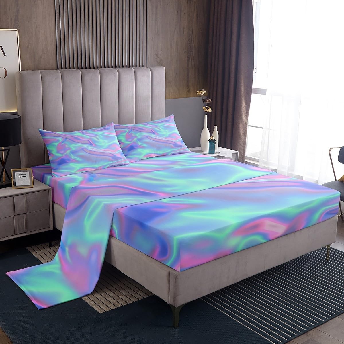 Tie Dye Bed Sheets Queen, Colorful Print Set, Psychedelic Luxury Soft Lightwe...